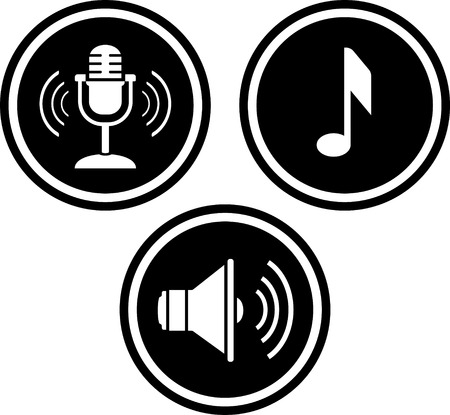 Music and sound vector icons. Mic, note, loudspeakerのイラスト素材