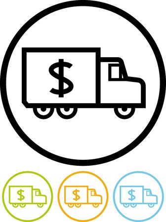 Vector icon isolated on white - Truck with moneyのイラスト素材