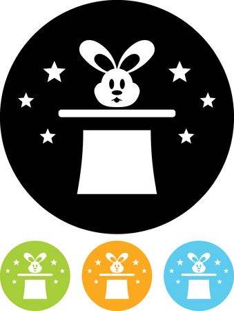 Vector icon isolated - Circus rabbit in the magician's hatのイラスト素材