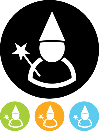 Wizard with magic wand vector iconのイラスト素材