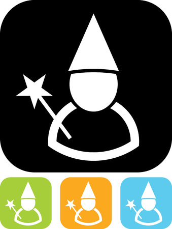 Wizard with magic wand vector iconのイラスト素材