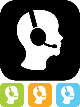 Man in handsfree headset vector iconのイラスト素材
