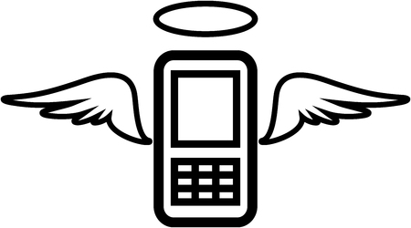 Vector funny mobile phone with wings illustration - Angelのイラスト素材