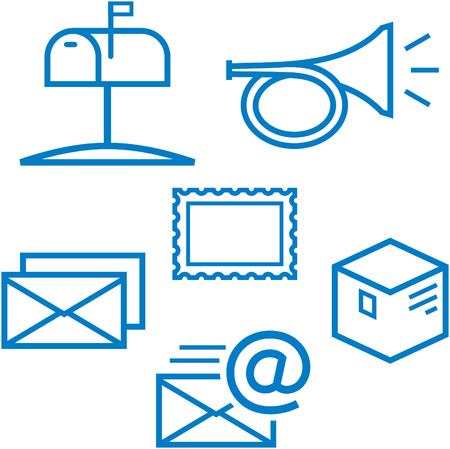 Vector postal postage mail email items illustration isolatedのイラスト素材