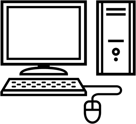 Desktop home or office computer icon - vector illustrationのイラスト素材