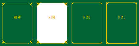 Vector border frames on green background. Simple rectangular billboard, plaque, signboard, book page or label designのイラスト素材