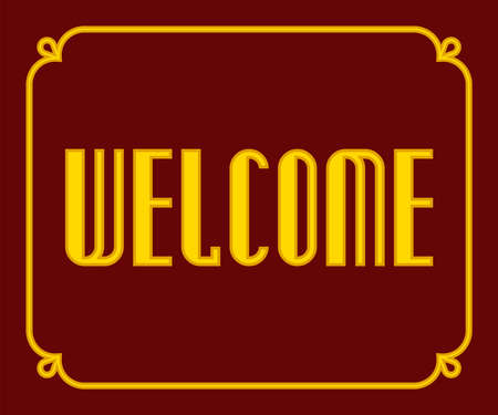 Welcome doormat design. Vector border frame. Rectangular plaque, doorplate, nameplate, signboard, header, sticker or labelのイラスト素材