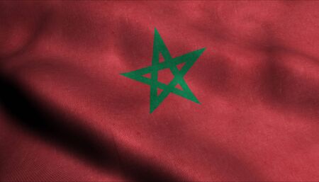 Morocco Waving Flag in 3Dの写真素材