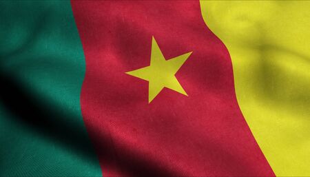 3D Illustration of a waving flag of Cameroonの写真素材