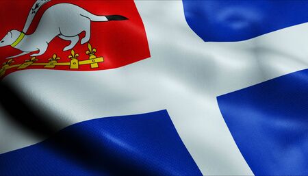 3D Waving France City Flag of Saint Malo Closeup Viewの写真素材