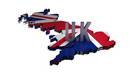 3D United Kingdom Map With Flat Flagの写真素材