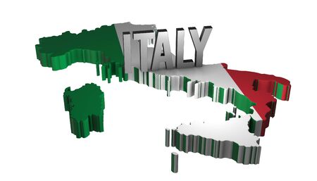 3D Italy Map With Flat Flagの写真素材