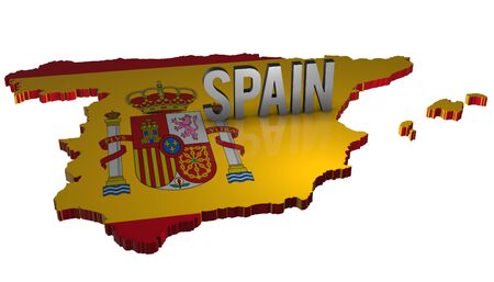 3D Spain Map With Flat Flagの写真素材