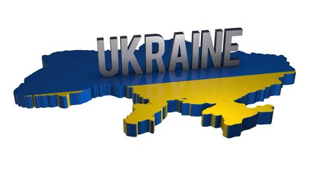 3D Ukraine With Flat Flagの写真素材