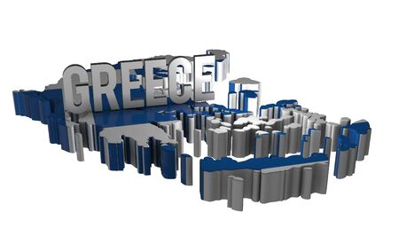 3D Greece Map With Flat Flagの写真素材