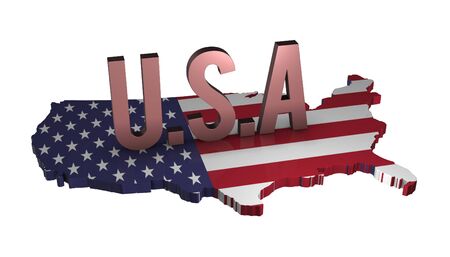 3D United States of America Map With Flat Flagの写真素材