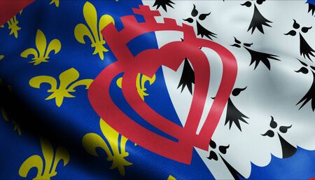 3D Waving France Region Flag of Pays de la Loire Closeup Viewの写真素材