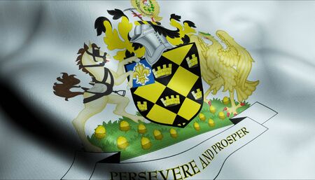 3D Waving United Kingdom City Flag of Wakefield Closeup Viewの写真素材