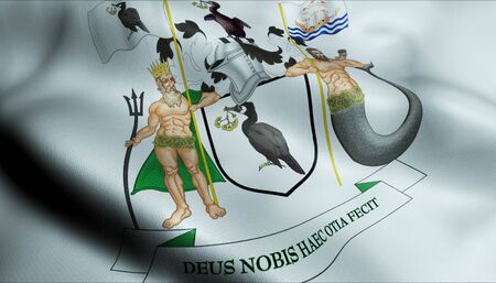 3D Waving United Kingdom City Flag of Liverpool Closeup Viewの写真素材