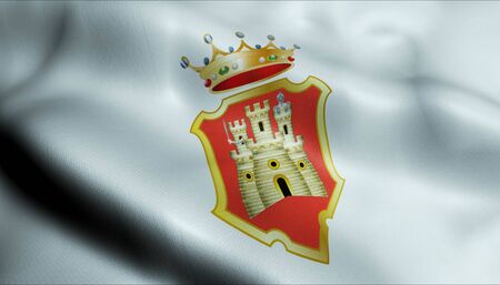 3D Illustration of a waving flag of Caltanissetta (Italy country)の写真素材