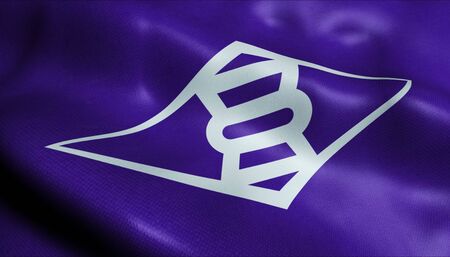 3D Illustration of a waving flag of Takasaki (Japan country)の写真素材