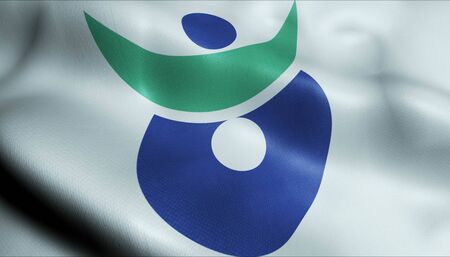 3D Illustration of a waving flag of Akitakata (Japan country)の写真素材