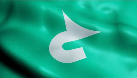 3D Illustration of a waving flag of Tono (Japan country)の写真素材