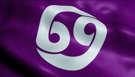 3D Illustration of a waving flag of Nonoichi (Japan country)の写真素材