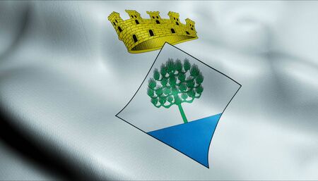 A waving flag of Pineda de Mar (Spain country)の写真素材
