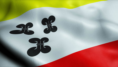 3D Illustration of a waving Holand city flag of Vianen (Netherlands country)の写真素材