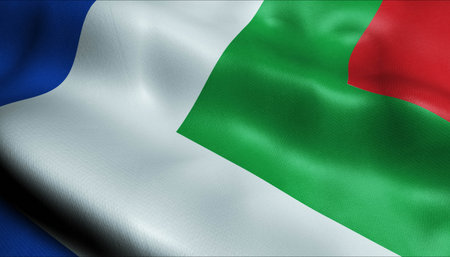 3D Illustration of a waving Holand city flag of Heukelum (Netherlands country)の写真素材