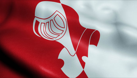 3D Illustration of a waving Holand city flag of Helmond (Netherlands country)の写真素材