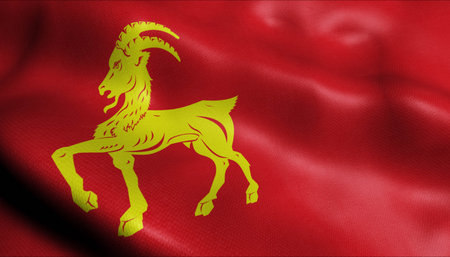 3D Illustration of a waving Netherlands Municipality flag of Boxmeer (Netherlands country)の写真素材