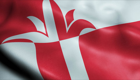 3D Illustration of a waving Netherlands Municipality flag of Bernheze (Netherlands country)の写真素材