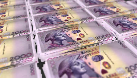 3D Illustration of 2000 Albania Lek Money Banknote