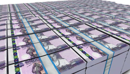 3D illustration of Cambodian riel bills stacks background