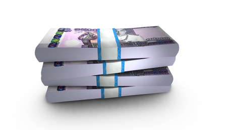 3D illustration of Cambodian riel bills stacks background