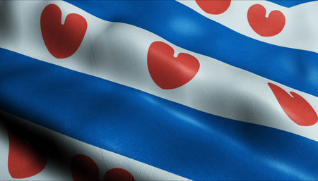 3D Illustration of a waving Netherlands Province flag of Groningen (Netherlands country)の写真素材