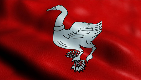 3D Illustration of a waving Netherlands city flag of Landsmeer (Netherlands country)の写真素材