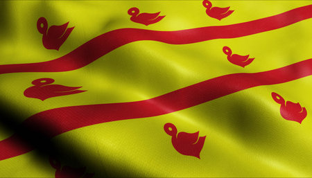 3D Illustration of a waving Netherlands city flag of Cuijk (Netherlands country)の写真素材