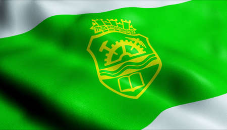 3D Illustration of a waving Bulgarian city flag of Gabrovoの写真素材