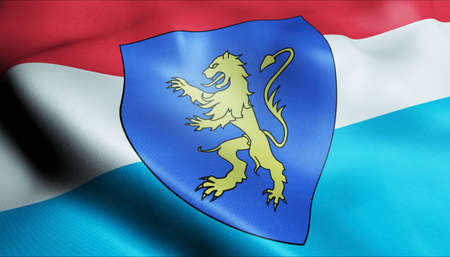 3D Illustration of a waving Luxembourg city flag of Differdangeの写真素材