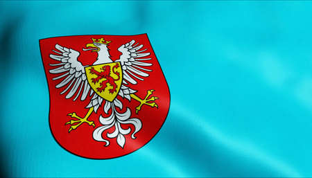 3D Illustration of a waving Poland city flag of Kargowaの写真素材