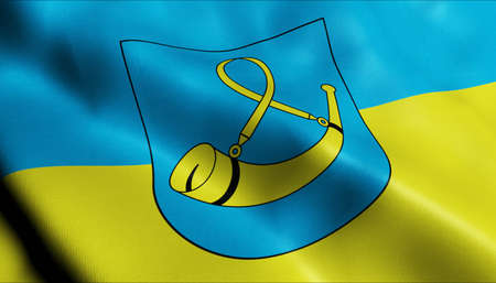 3D Illustration of a waving Poland city flag of Tychyの写真素材