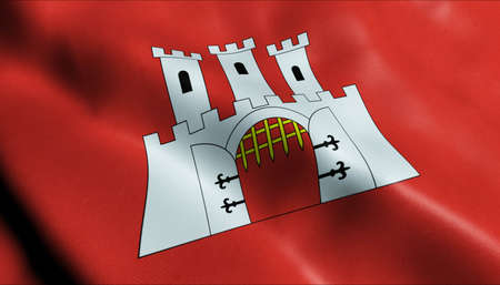 3D Illustration of a waving Poland city flag of Checinyの写真素材
