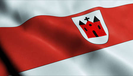 3D Illustration of a waving Poland city flag of Sierpcの写真素材