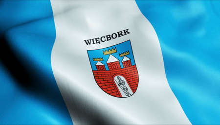 3D Illustration of a waving Poland city flag of Wiecborkの写真素材