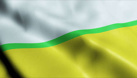 3D Illustration of a waving Poland city flag of Annopolの写真素材