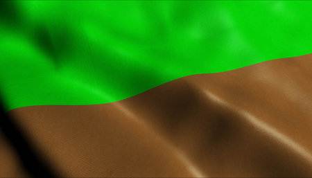 3D Illustration of a waving Poland city flag of Leknicaの写真素材