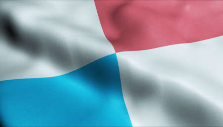 3D Illustration of a waving Poland city flag of Mikolajkiの写真素材